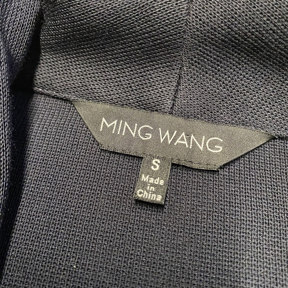 Ming Wang Cardigan Small Dark Navy Blue Geometric Knit Clasp Jacket - Picture 2 of 7